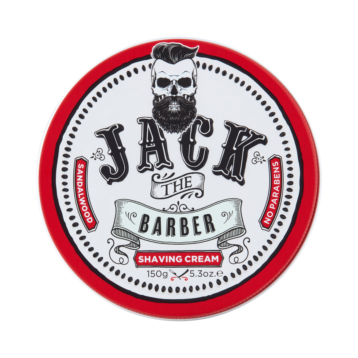 Tin of Jack the Barber Shaving Cream, sandalwood scent