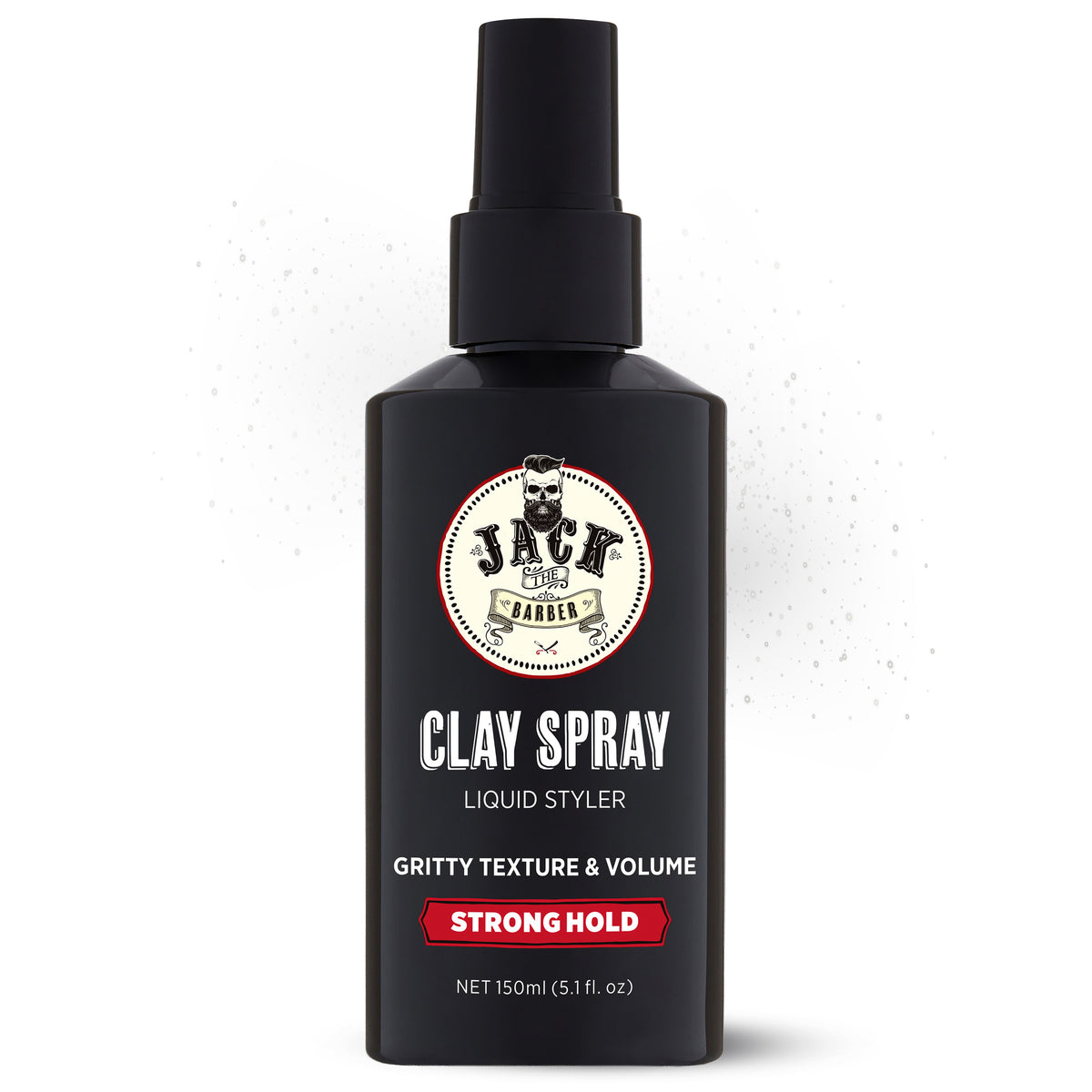 Bottle of Jack the Barber Clay Spray on a white background
