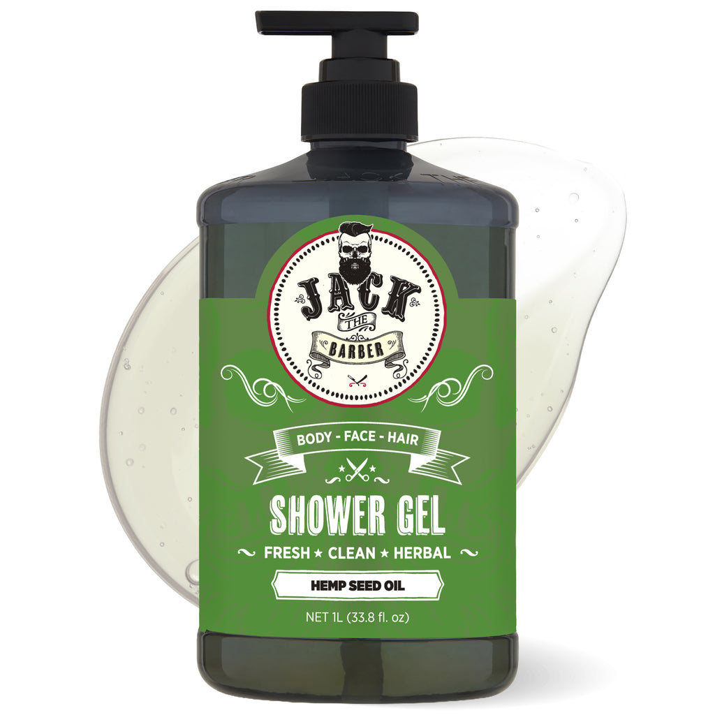 Bottle of Jack the Barber Hemp Seed Oil Shower Gel